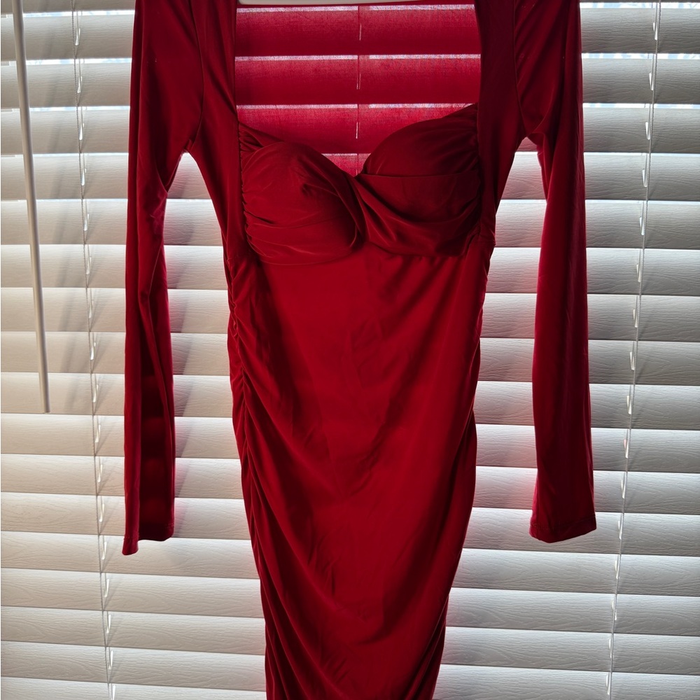Sabora Bold Red Long Sleeve Dress